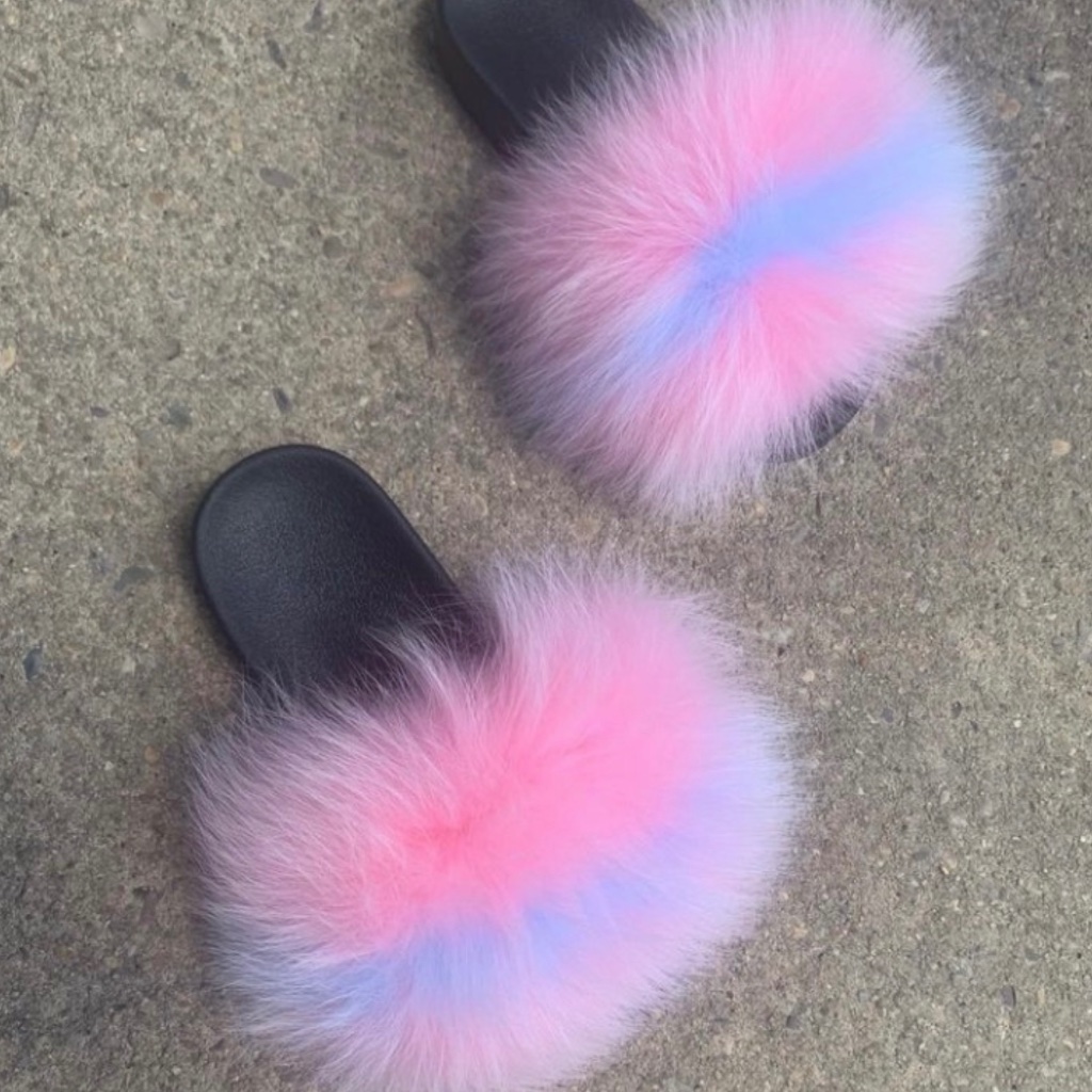 Pink Plash Real Fur Slides Sizes 55565775 Pink Plash Real Fur Slides Sizes 55565775